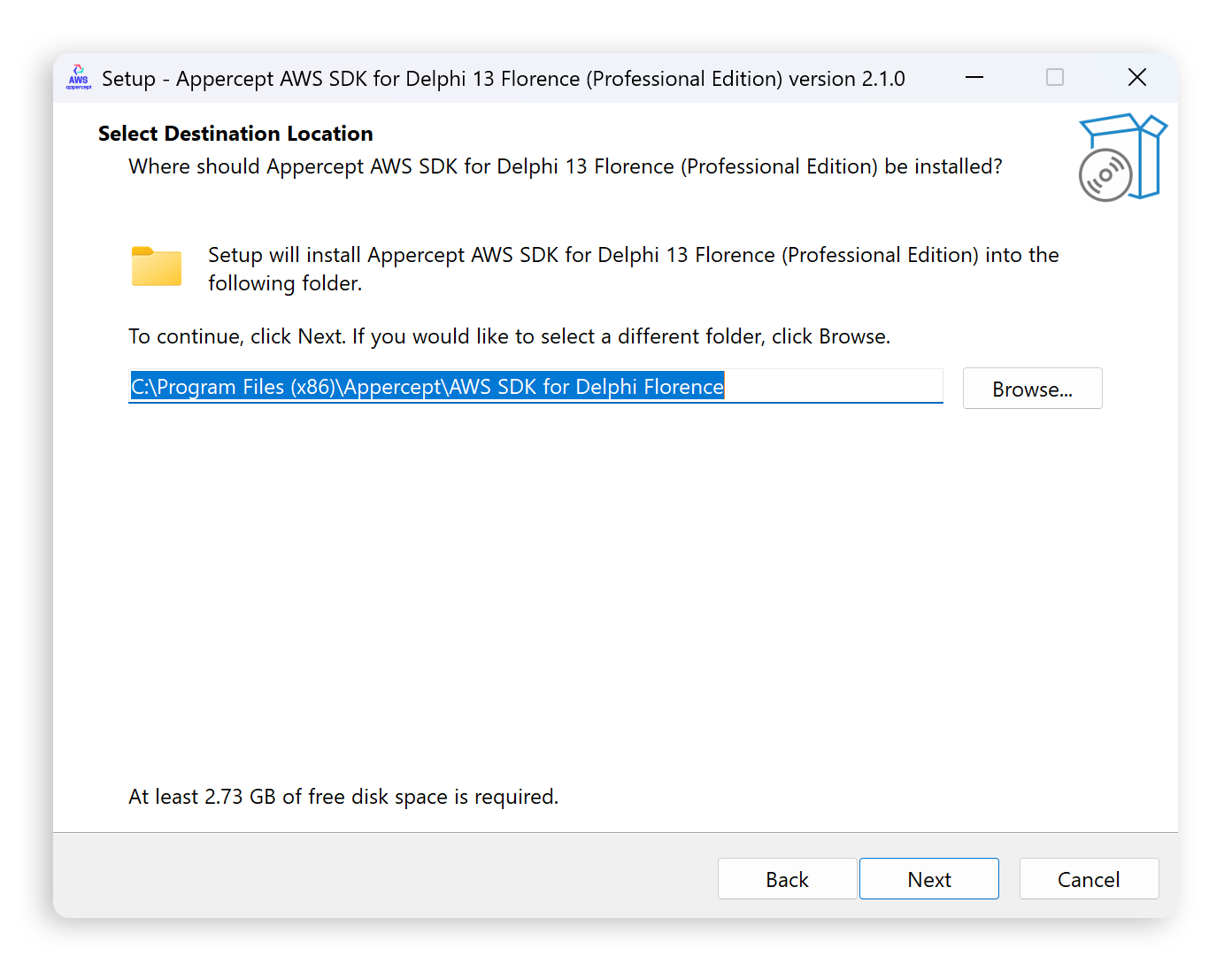 Choosing the install location